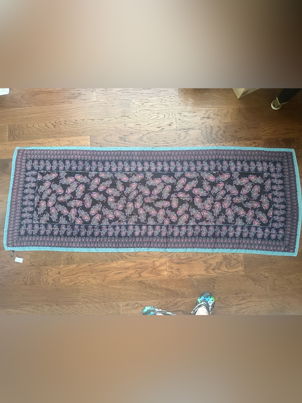 NWT The Limited black and teal paisley scarf - approx 29in x 78in